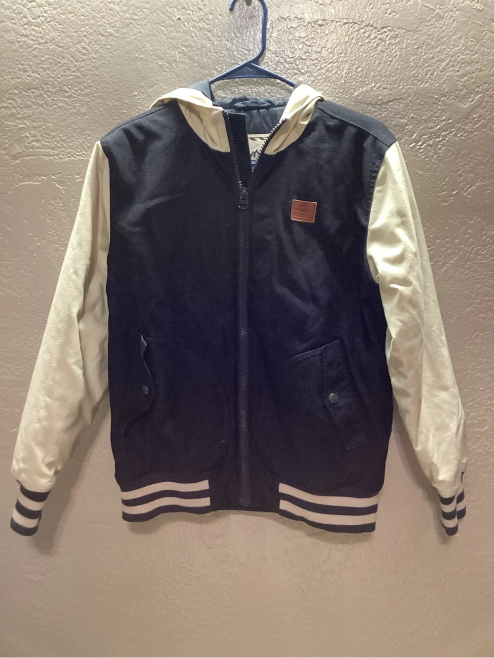 Vans Two-Tone Hooded Jacket in Black and Cream